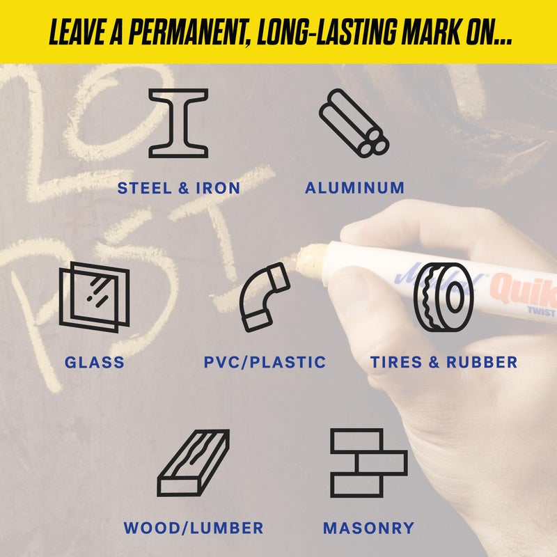 Markal 61053 Quik Stik Twist Long-Lasting Solid Paint Marker, Yellow (Pack of 12) - Image 3